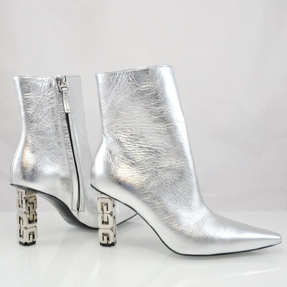 NIB$1375 Givenchy G Cube Metallic High Heels Point Toe Ankle Booties 37.5 7.5 - Picture 4 of 16